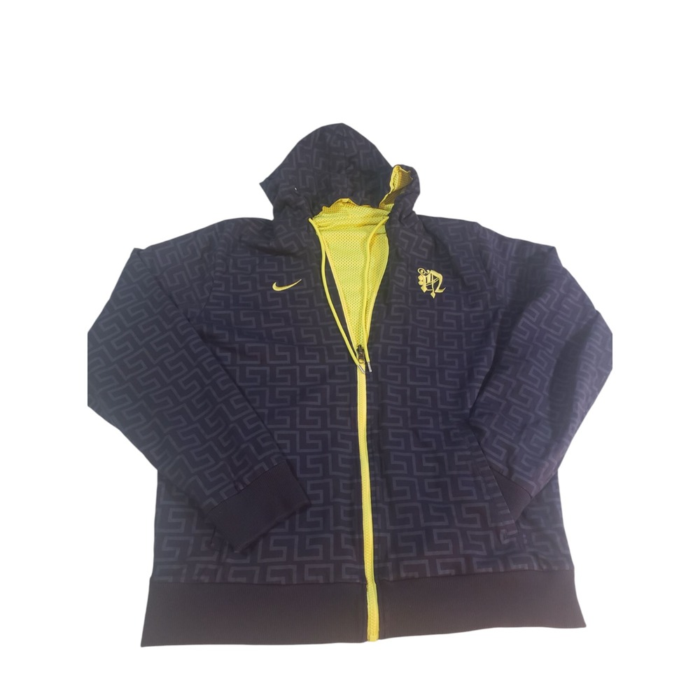 Nike Full Zip Jacket Mens M Blue Yellow Hooded Reversible Logo Embroidered